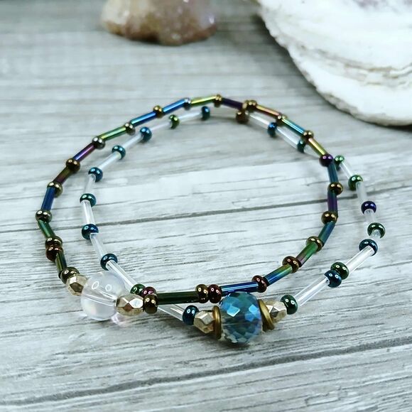 5 Pc Mix & Match Stretch Bracelet Set, Boho Chic, Statement Jewelry - Picture 4 of 8